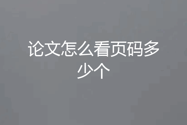 论文怎么看页码多少个