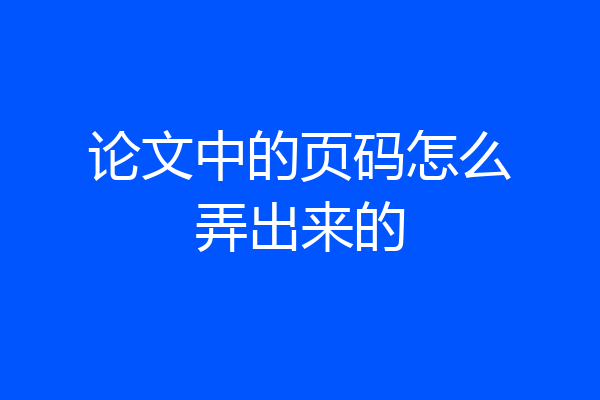 论文中的页码怎么弄出来的