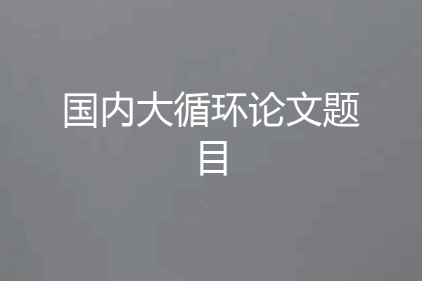 国内大循环论文题目