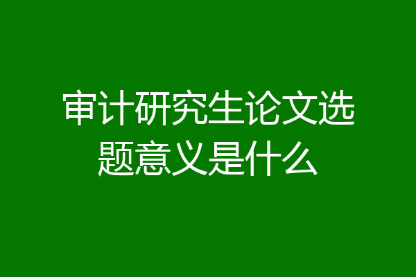 审计研究生论文选题意义是什么