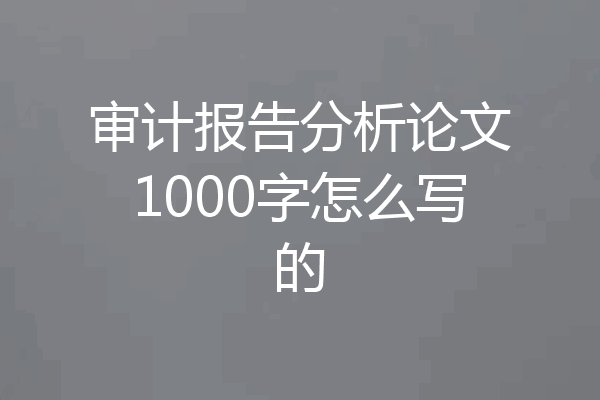 审计报告分析论文1000字怎么写的