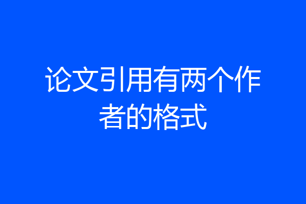 论文引用有两个作者的格式