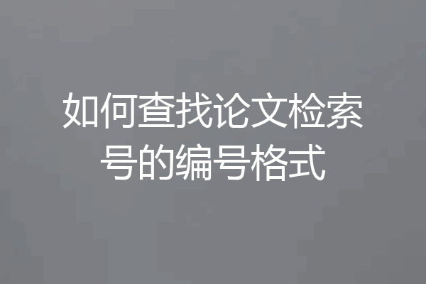 如何查找论文检索号的编号格式