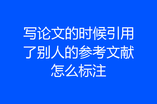写论文的时候引用了别人的参考文献怎么标注