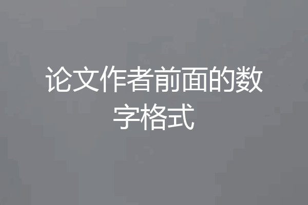 论文作者前面的数字格式