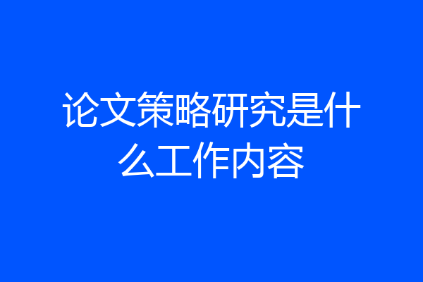 论文策略研究是什么工作内容