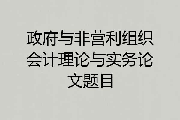 政府与非营利组织会计理论与实务论文题目