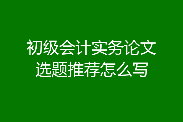 初级会计实务论文选题推荐怎么写