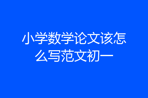 小学数学论文该怎么写范文初一