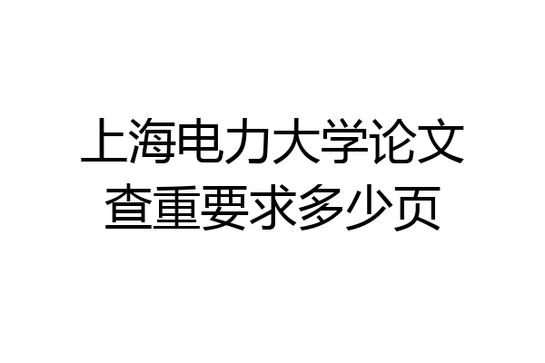 上海电力大学论文查重要求多少页