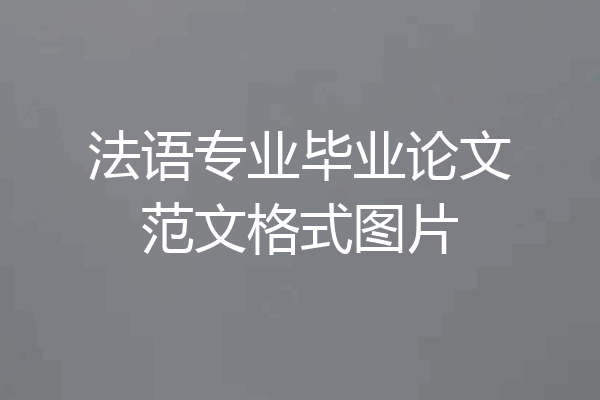 法语专业毕业论文范文格式图片