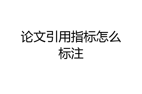 论文引用指标怎么标注
