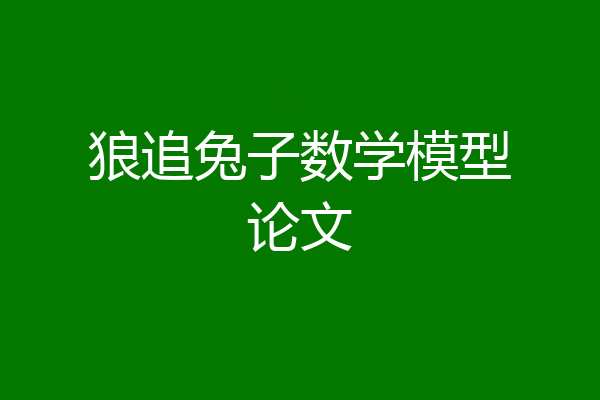 狼追兔子数学模型论文