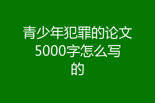 青少年犯罪的论文5000字怎么写的