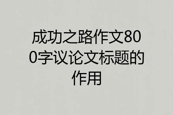成功之路作文800字议论文标题的作用