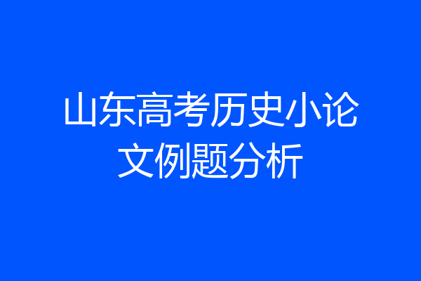 山东高考历史小论文例题分析