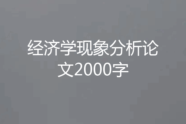 经济学现象分析论文2000字