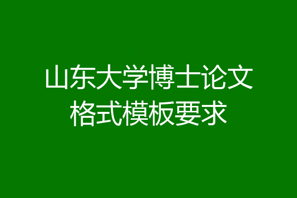山东大学博士论文格式模板要求
