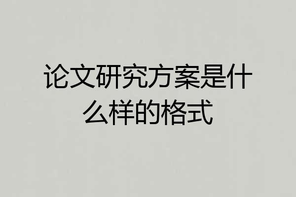 论文研究方案是什么样的格式