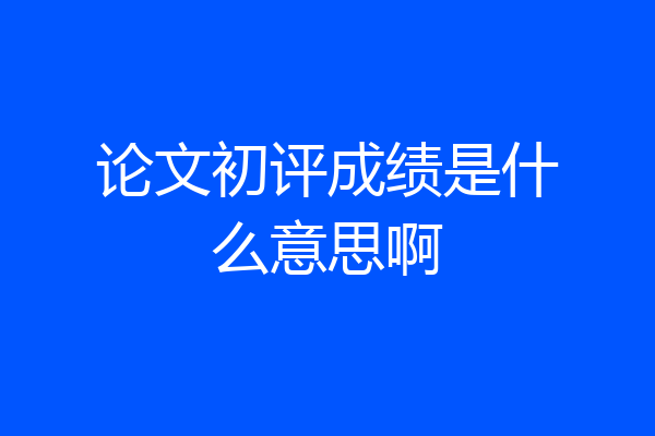 论文初评成绩是什么意思啊