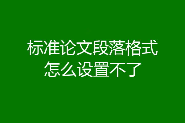 标准论文段落格式怎么设置不了