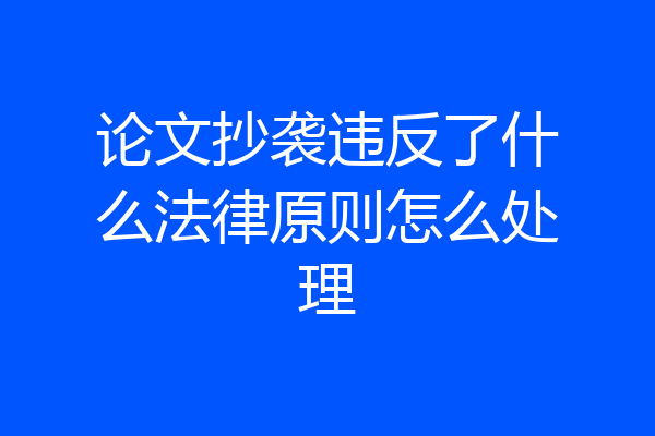 论文抄袭违反了什么法律原则怎么处理