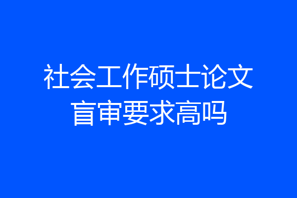 社会工作硕士论文盲审要求高吗
