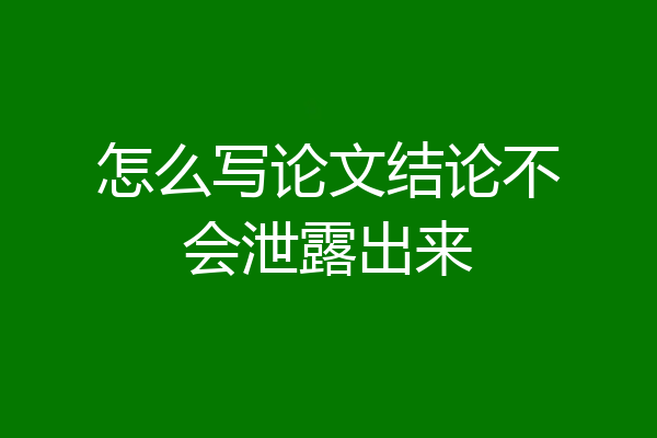 怎么写论文结论不会泄露出来