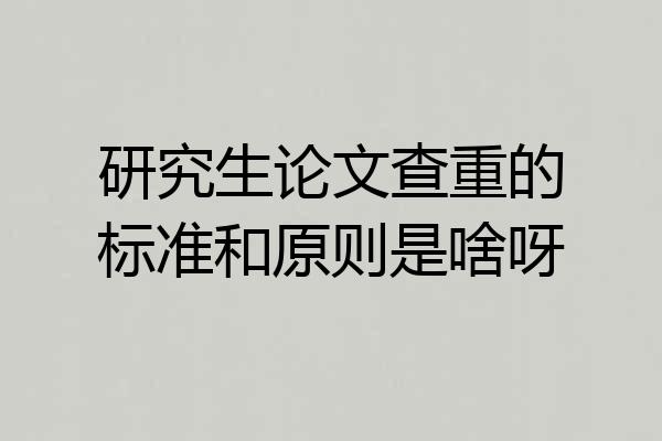 研究生论文查重的标准和原则是啥呀
