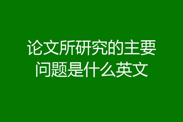 论文所研究的主要问题是什么英文