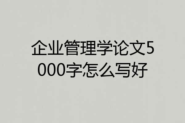 企业管理学论文5000字怎么写好