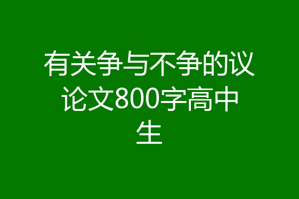 有关争与不争的议论文800字高中生
