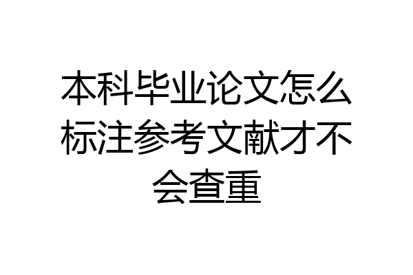 本科毕业论文怎么标注参考文献才不会查重