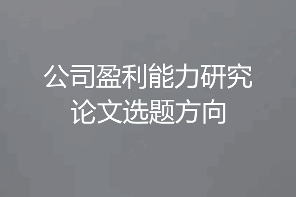 公司盈利能力研究论文选题方向