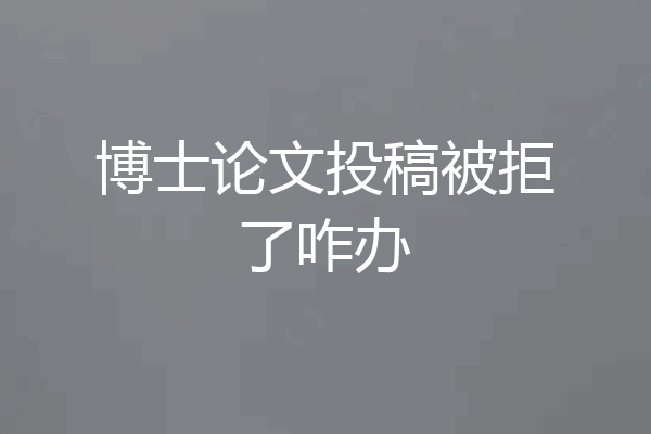 博士论文投稿被拒了咋办