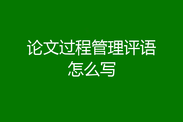论文过程管理评语怎么写