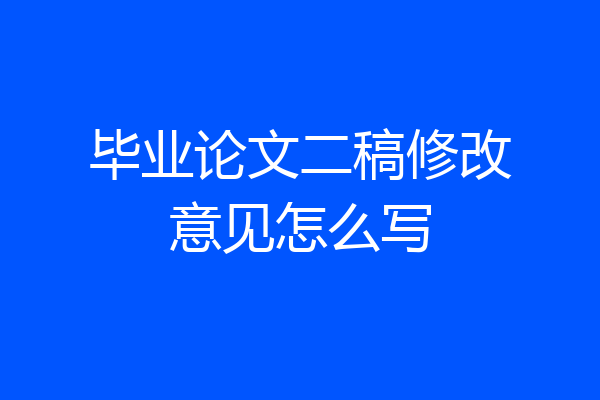 毕业论文二稿修改意见怎么写