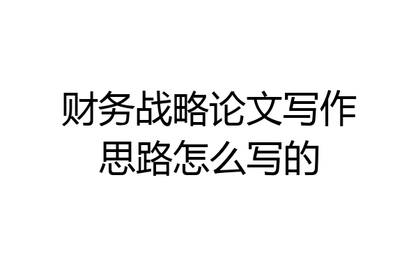 财务战略论文写作思路怎么写的
