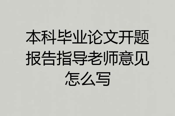 本科毕业论文开题报告指导老师意见怎么写