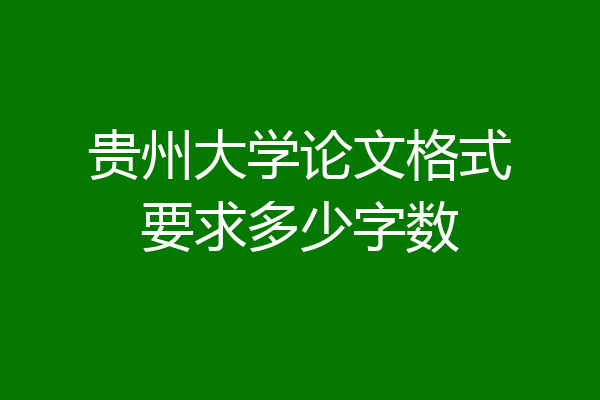 贵州大学论文格式要求多少字数