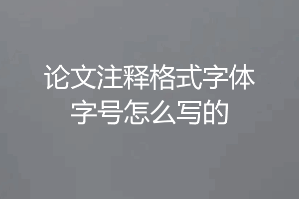 论文注释格式字体字号怎么写的