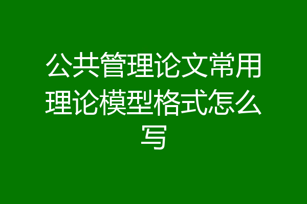 公共管理论文常用理论模型格式怎么写