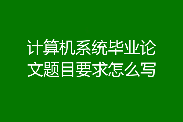 计算机系统毕业论文题目要求怎么写