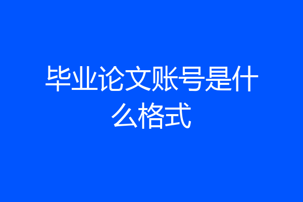 毕业论文账号是什么格式