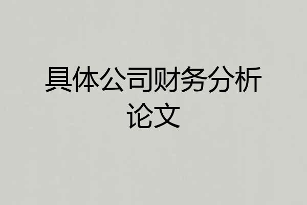 具体公司财务分析论文
