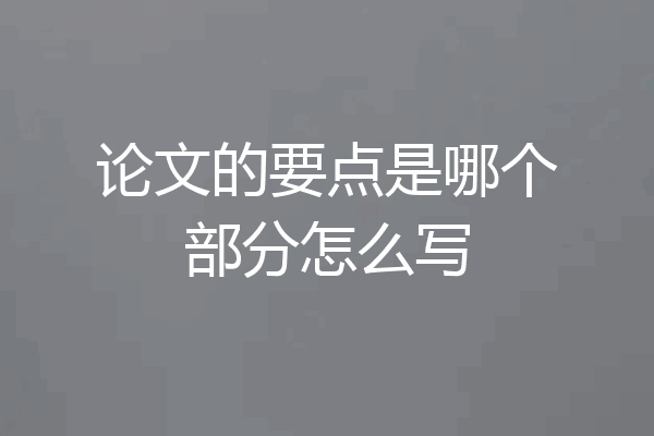 论文的要点是哪个部分怎么写