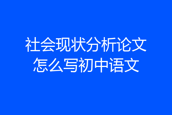 社会现状分析论文怎么写初中语文