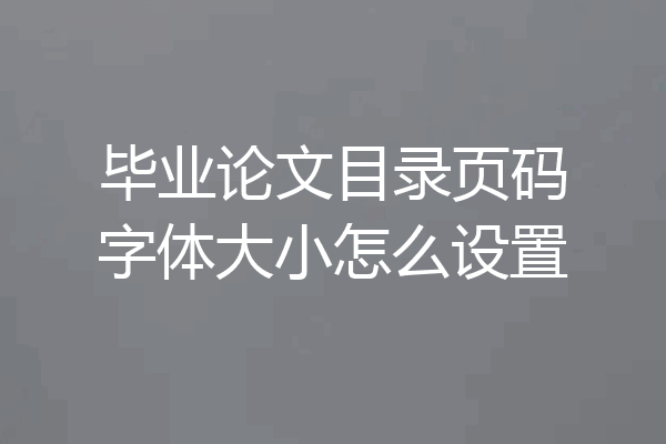 毕业论文目录页码字体大小怎么设置