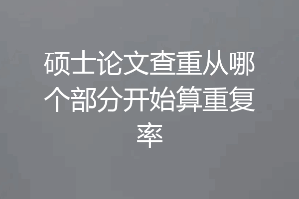 硕士论文查重从哪个部分开始算重复率