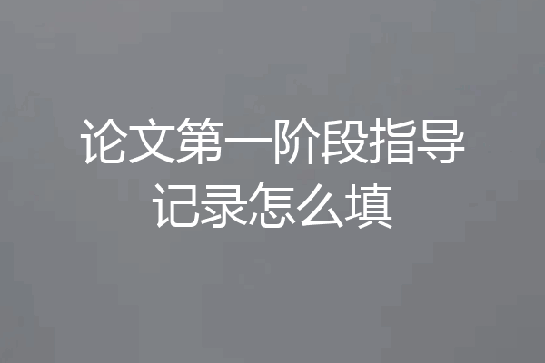 论文第一阶段指导记录怎么填